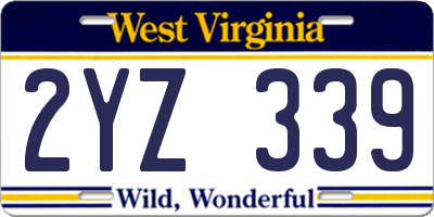 WV license plate 2YZ339