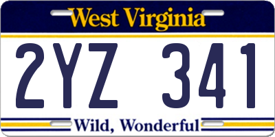 WV license plate 2YZ341
