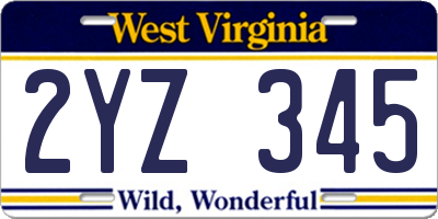 WV license plate 2YZ345