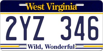 WV license plate 2YZ346