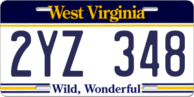 WV license plate 2YZ348