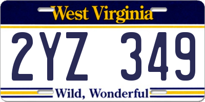 WV license plate 2YZ349