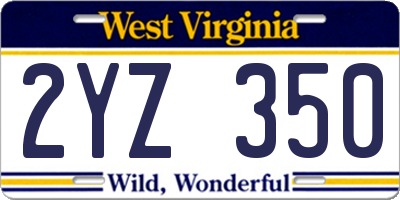WV license plate 2YZ350