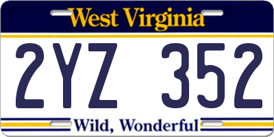 WV license plate 2YZ352