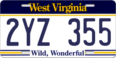 WV license plate 2YZ355