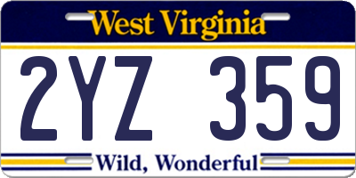 WV license plate 2YZ359