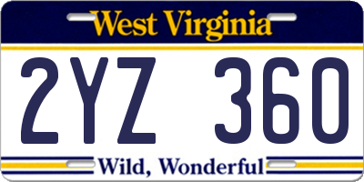 WV license plate 2YZ360