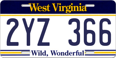 WV license plate 2YZ366