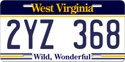 WV license plate 2YZ368