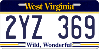 WV license plate 2YZ369
