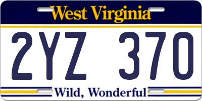 WV license plate 2YZ370