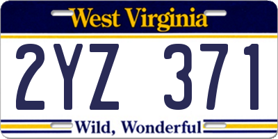 WV license plate 2YZ371