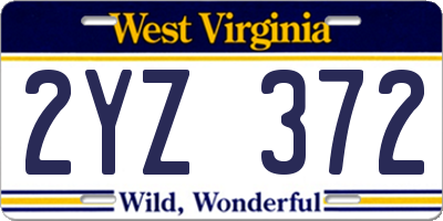 WV license plate 2YZ372