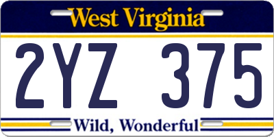 WV license plate 2YZ375