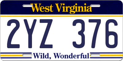 WV license plate 2YZ376
