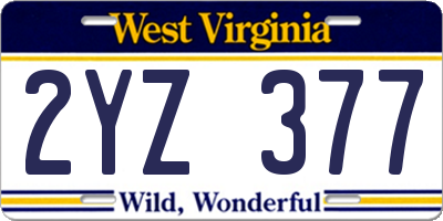 WV license plate 2YZ377