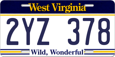 WV license plate 2YZ378