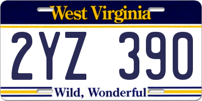 WV license plate 2YZ390