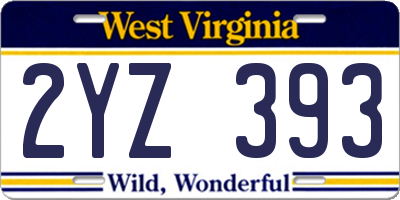 WV license plate 2YZ393