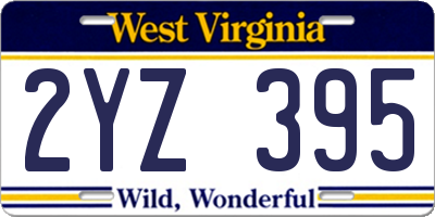 WV license plate 2YZ395