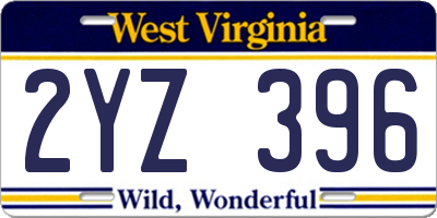 WV license plate 2YZ396