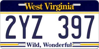 WV license plate 2YZ397