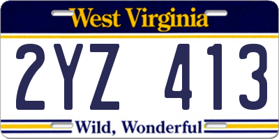 WV license plate 2YZ413