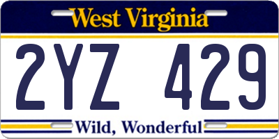 WV license plate 2YZ429