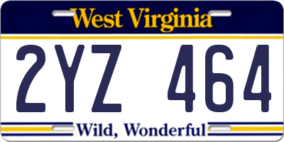 WV license plate 2YZ464
