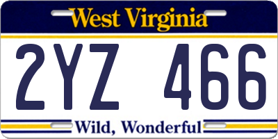 WV license plate 2YZ466