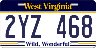 WV license plate 2YZ468