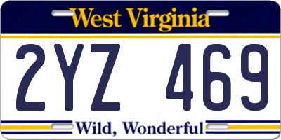 WV license plate 2YZ469