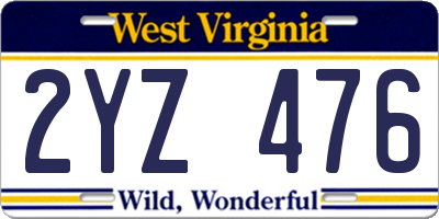 WV license plate 2YZ476