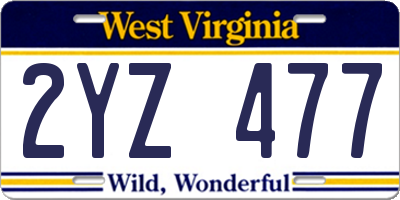 WV license plate 2YZ477