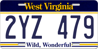 WV license plate 2YZ479