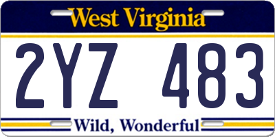WV license plate 2YZ483