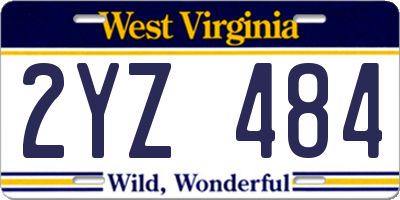 WV license plate 2YZ484