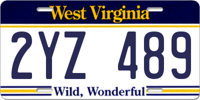 WV license plate 2YZ489