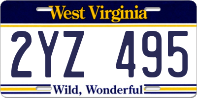WV license plate 2YZ495
