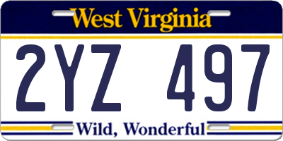 WV license plate 2YZ497