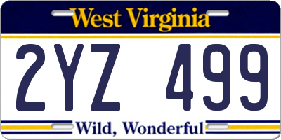 WV license plate 2YZ499