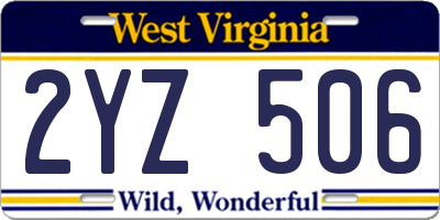 WV license plate 2YZ506