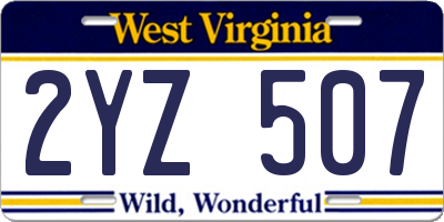 WV license plate 2YZ507