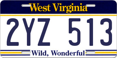 WV license plate 2YZ513