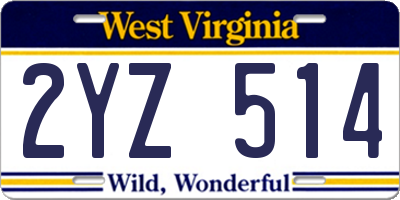 WV license plate 2YZ514