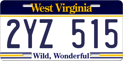 WV license plate 2YZ515