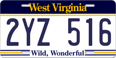 WV license plate 2YZ516
