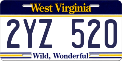 WV license plate 2YZ520
