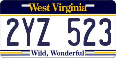 WV license plate 2YZ523