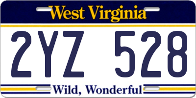 WV license plate 2YZ528